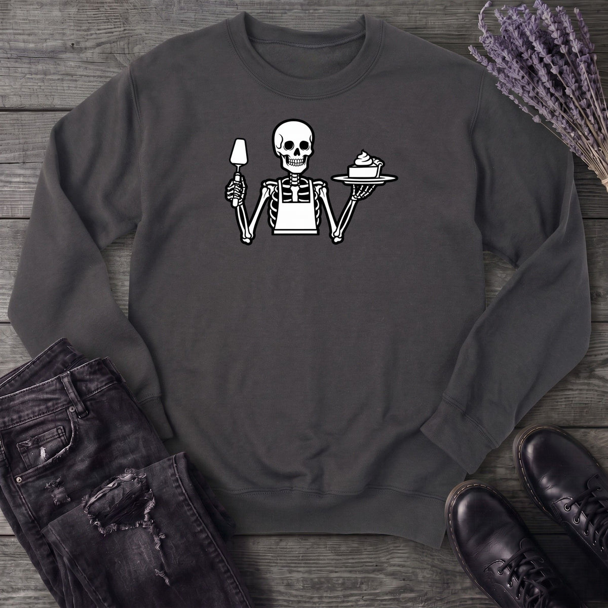 Skeleton Serving Pie Sweatshirt