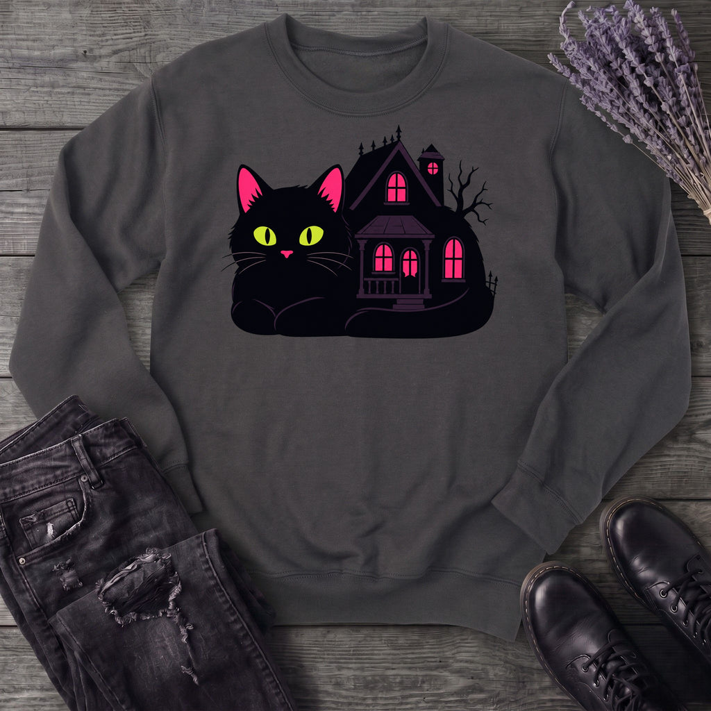 Black Cat Haunted House Sweatshirt