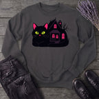 Black Cat Haunted House Sweatshirt