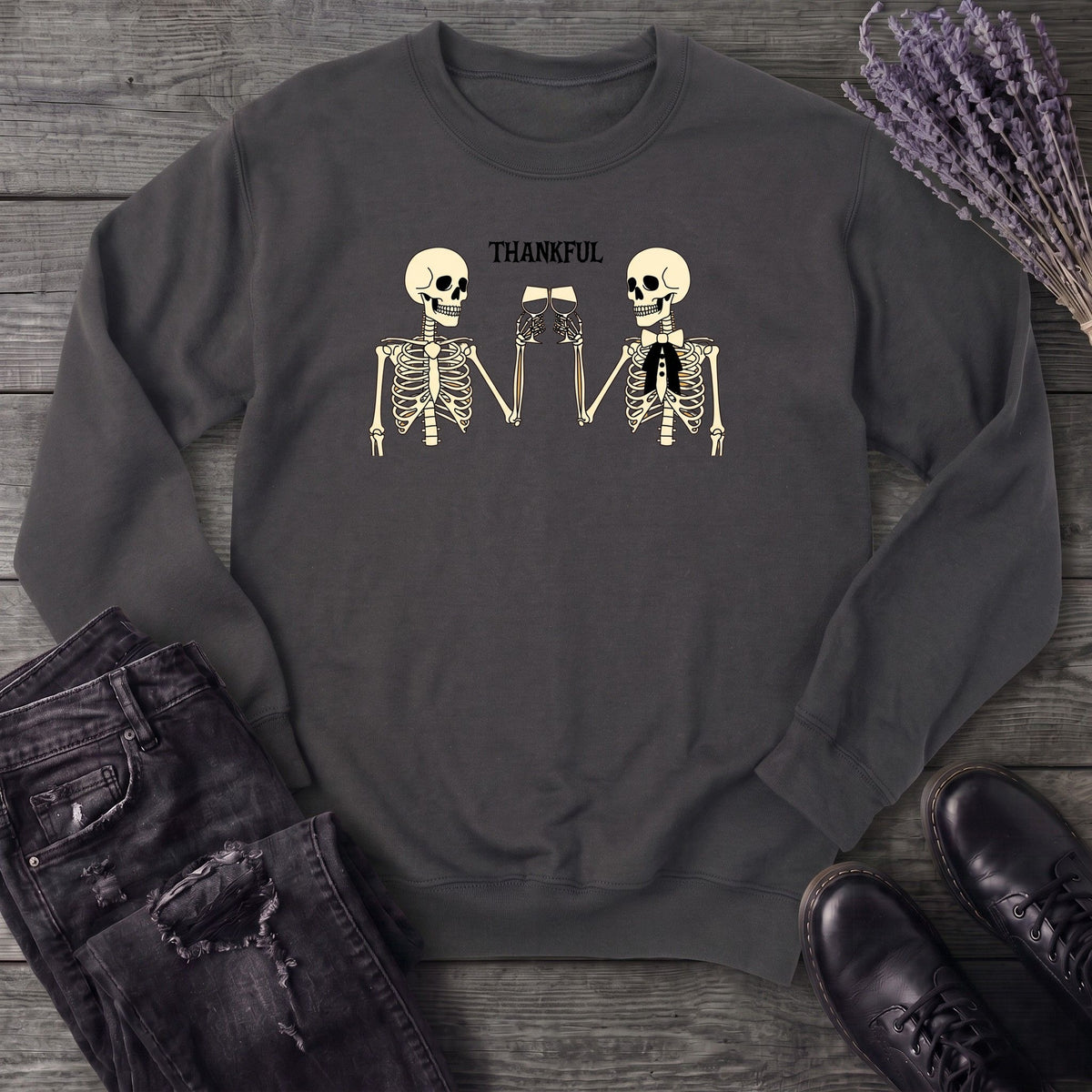 Thankful Toasting Skeletons Sweatshirt
