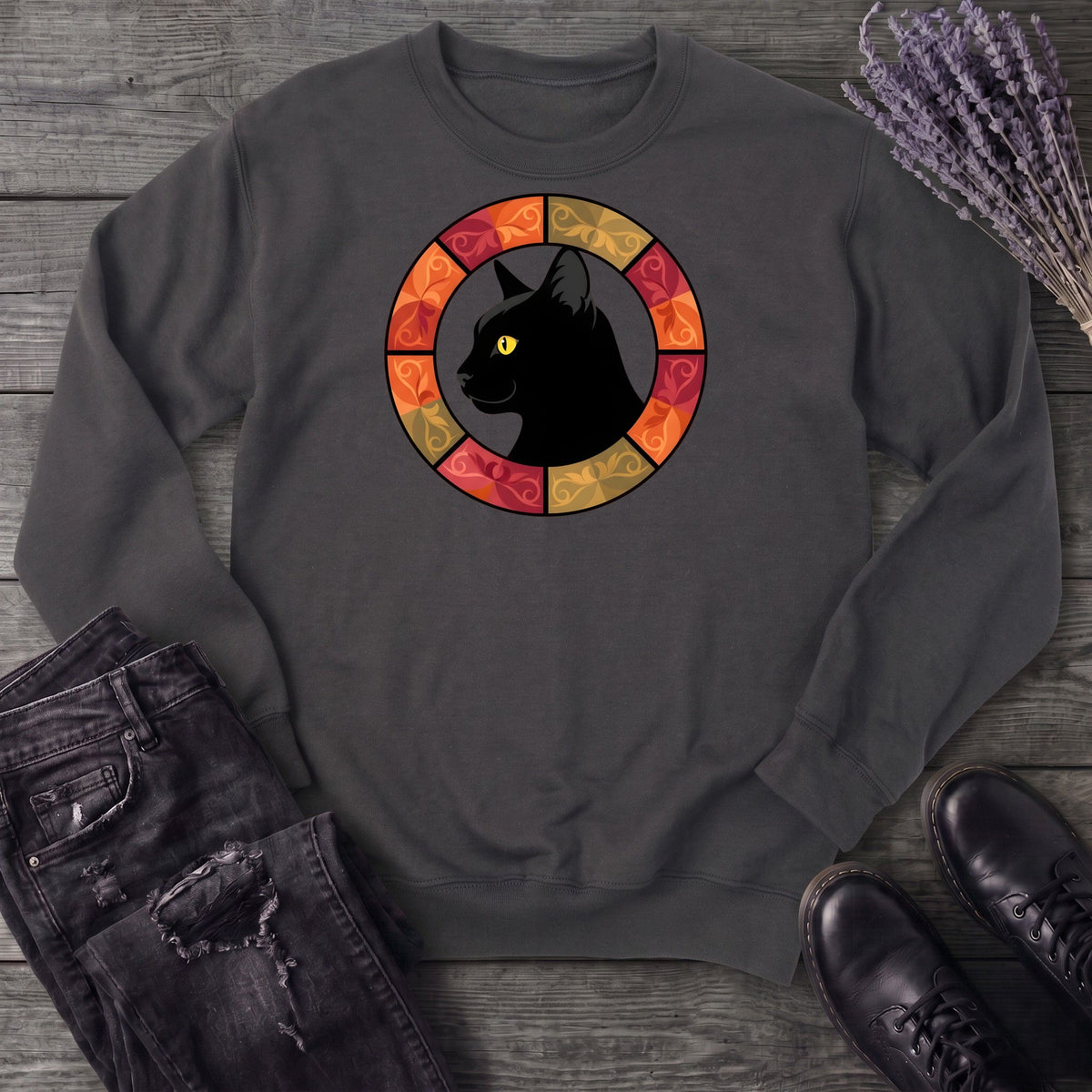 Black Cat Autumn Medallion Sweatshirt