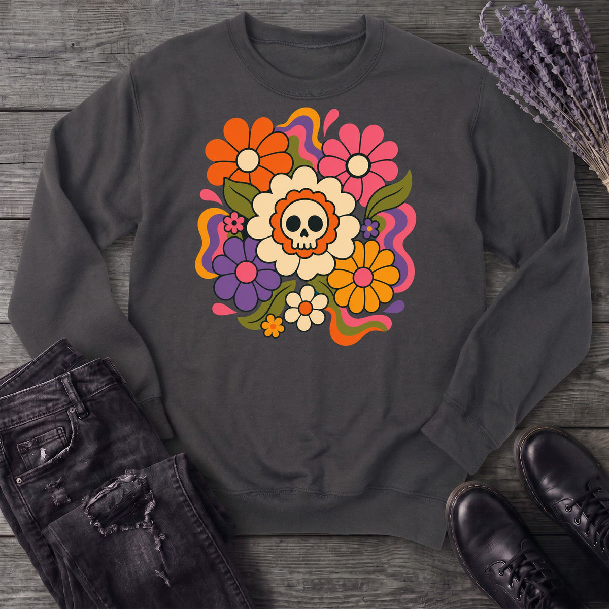 skull daisies Sweatshirt