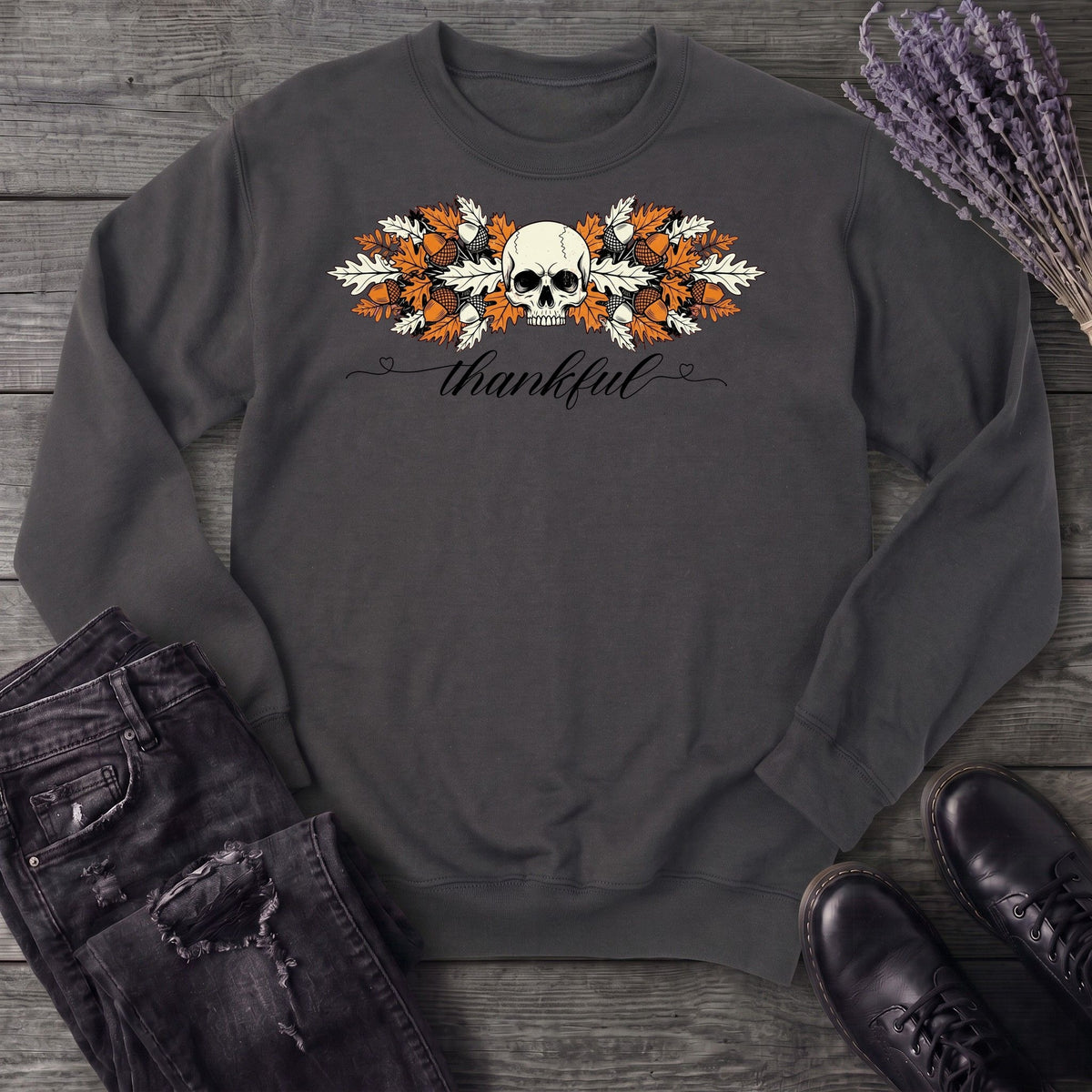 Thankful Leaf Swag Skull Sweatshirt