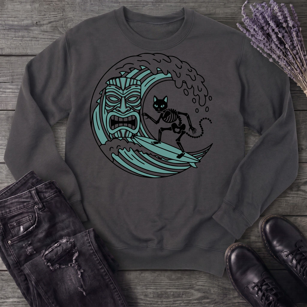 Surfing Cat Skeleton Sweatshirt
