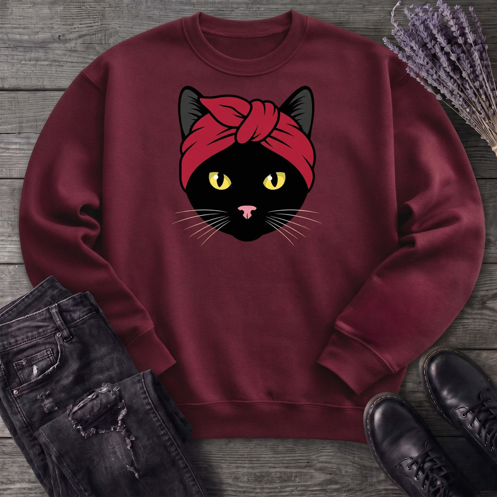 Black Cat Headband Sweatshirt