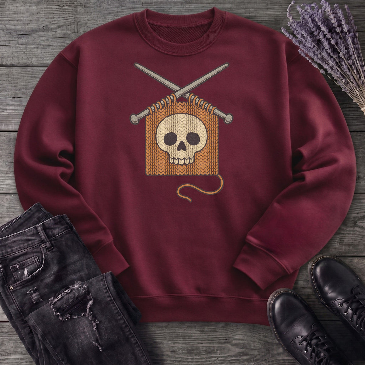 Knit Skull Sweatshirt