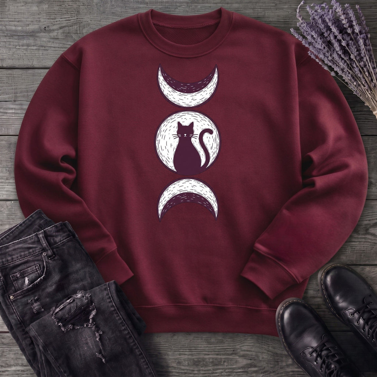 Triple Moon Goddess Cat Sweatshirt