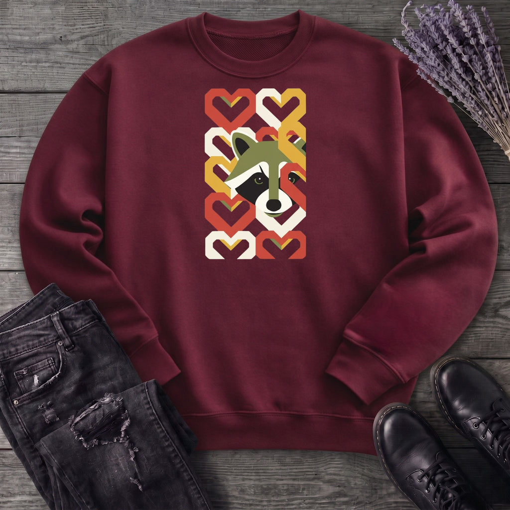 Geometric Hearts Raccoon Sweatshirt