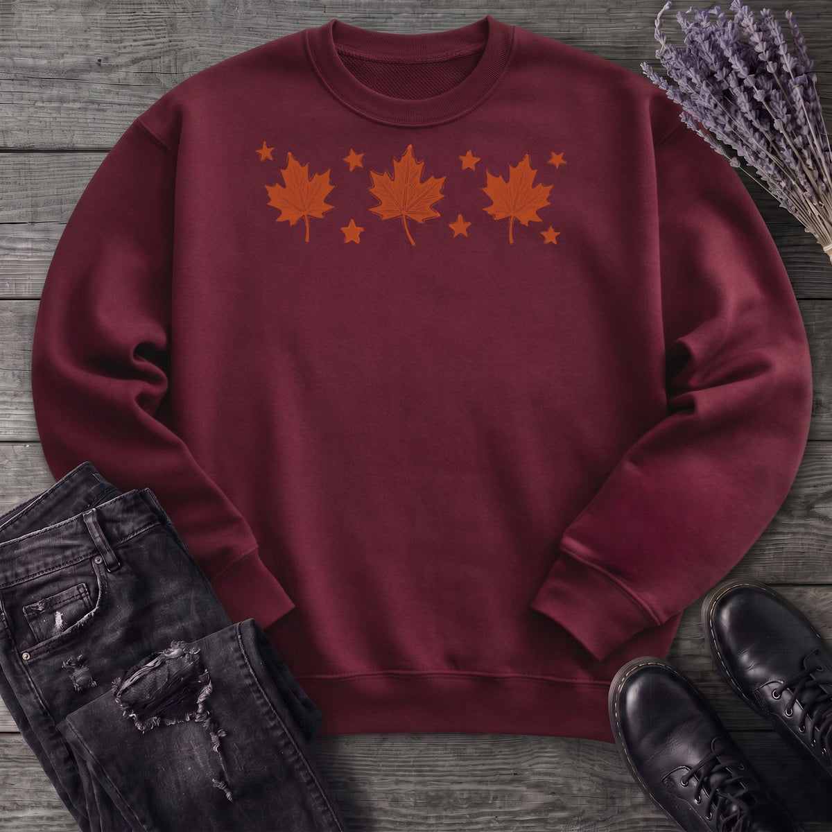 Autumn Leaves And Stars Sweatshirt