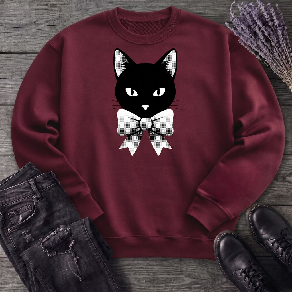 Retro Halftone Coquette Black Cat Sweatshirt
