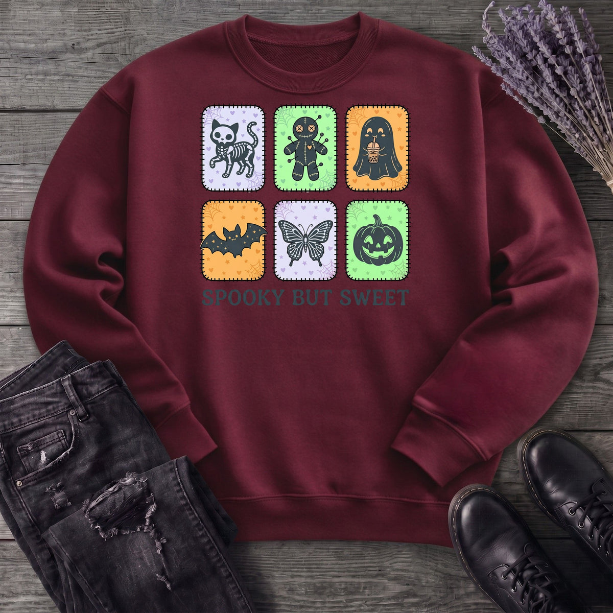 Spooky But Sweet Grid Sweatshirt