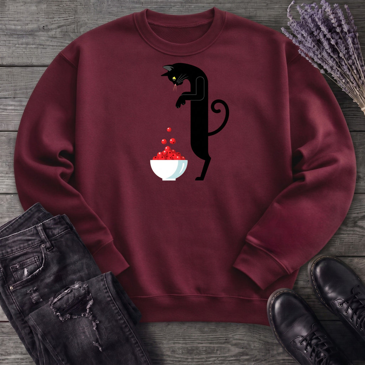 Black Cat And Cranberries Sweatshirt