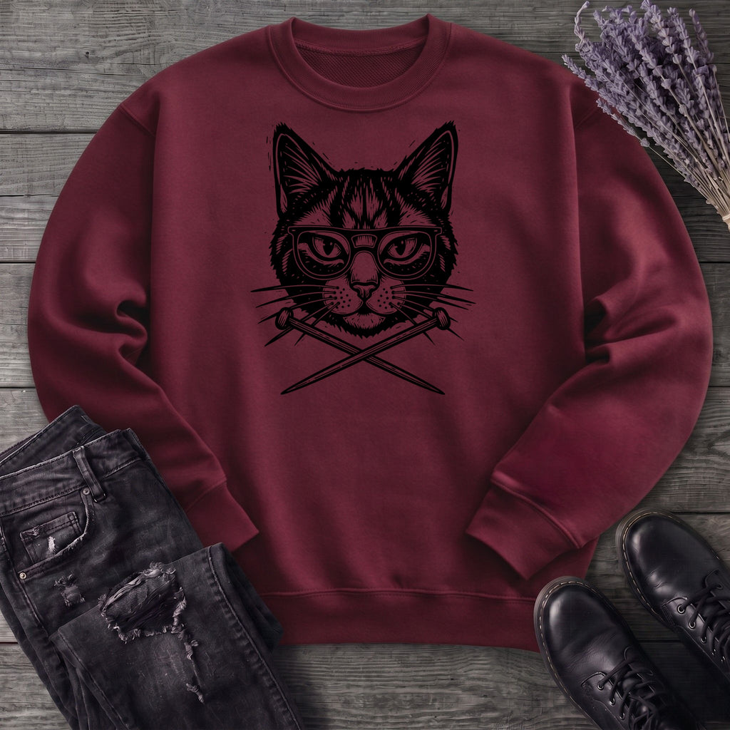 Cat Knitting Needles Sweatshirt
