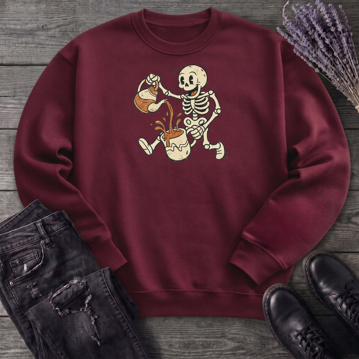 Coffee Skeleton Cartoon Sweatshirt