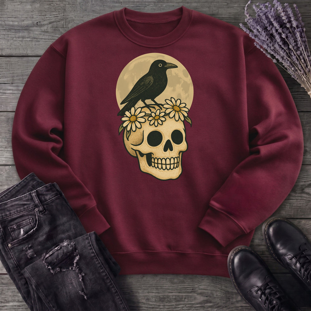 Crow On Skull Sweatshirt