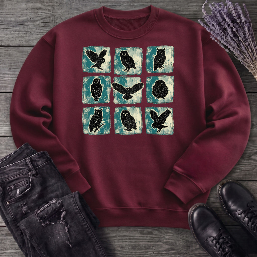 Grunge Owl Grid Sweatshirt