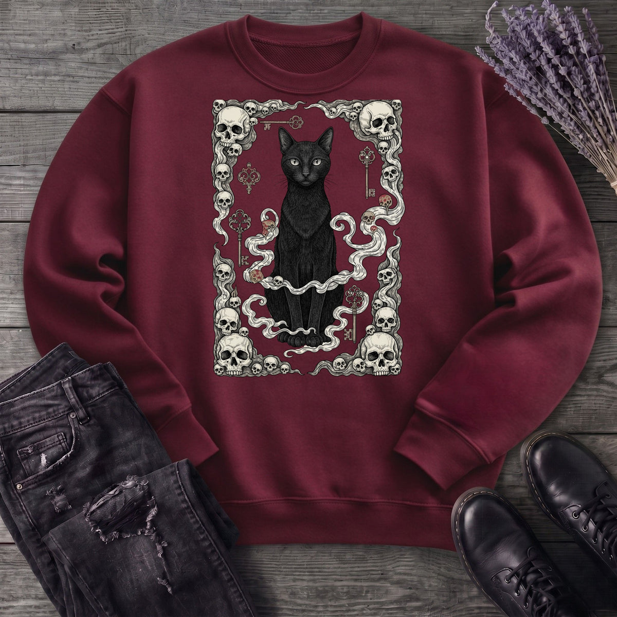 Cat Skull Card Sweatshirt
