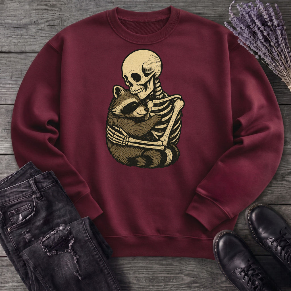 Skeleton Raccoon Hug Sweatshirt