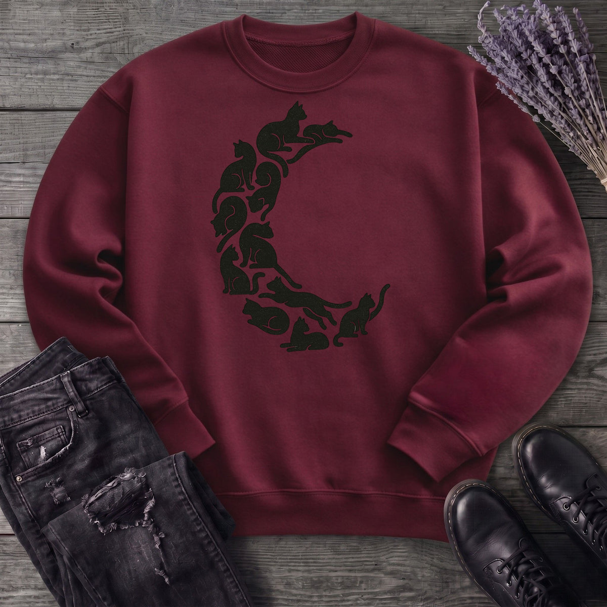 crescent moon black cats Sweatshirt