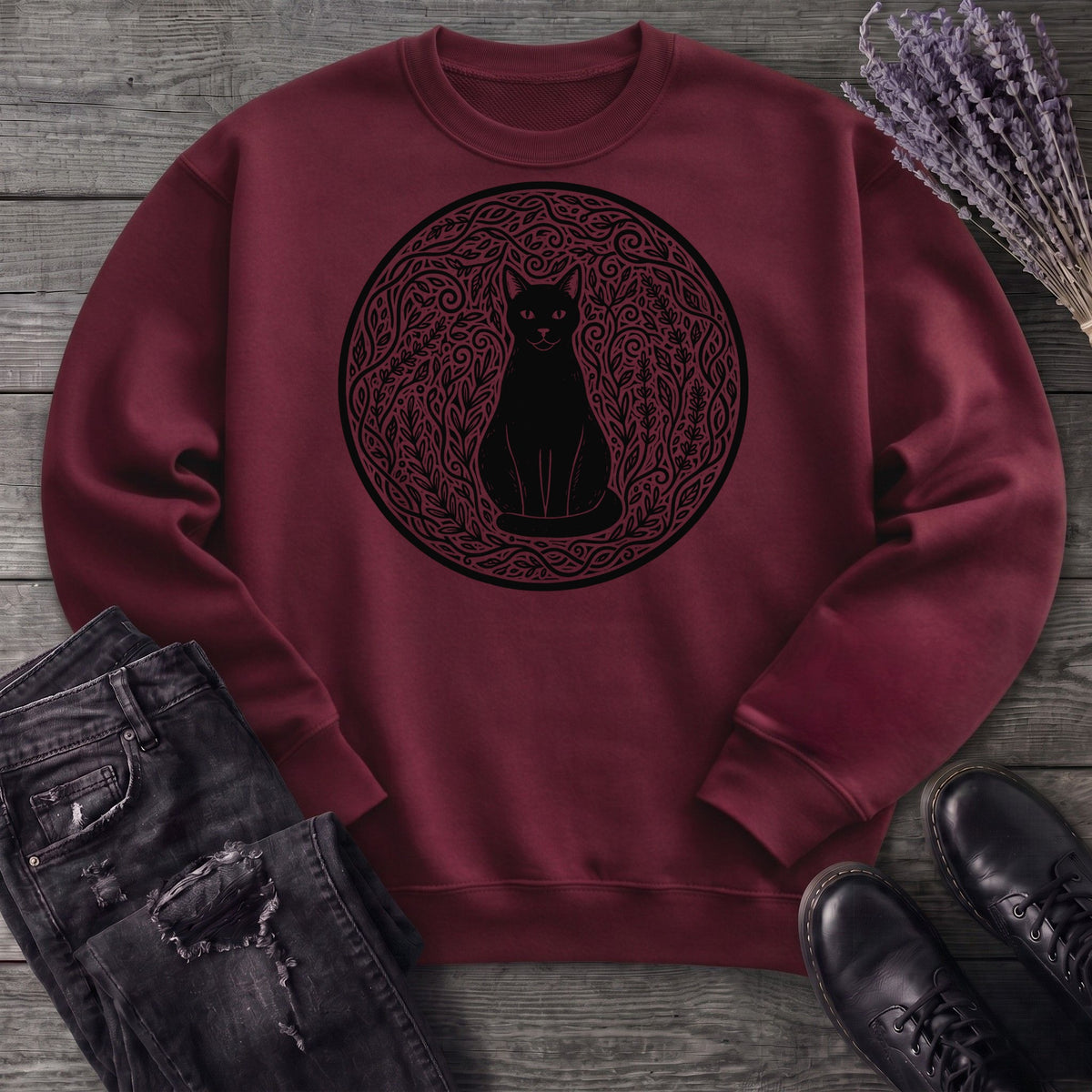 garden cat linocut Sweatshirt