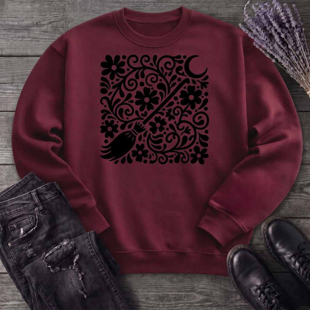 Witch's Broom Floral Sweatshirt