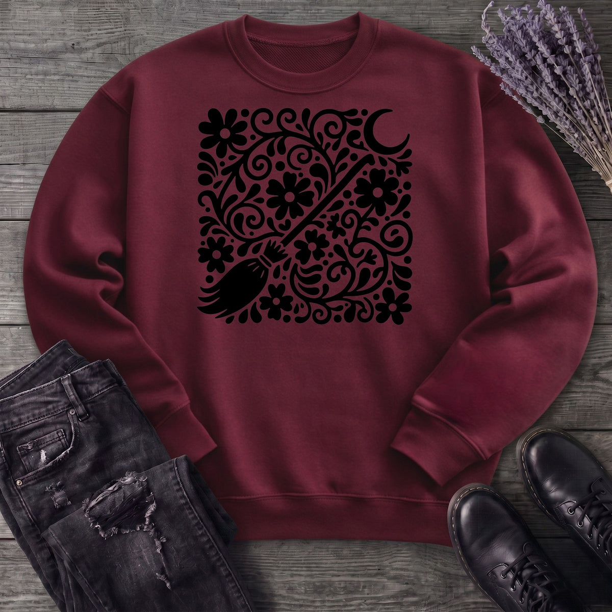 Witch's Broom Floral Sweatshirt
