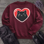 Winking Black Cat Heart Sweatshirt