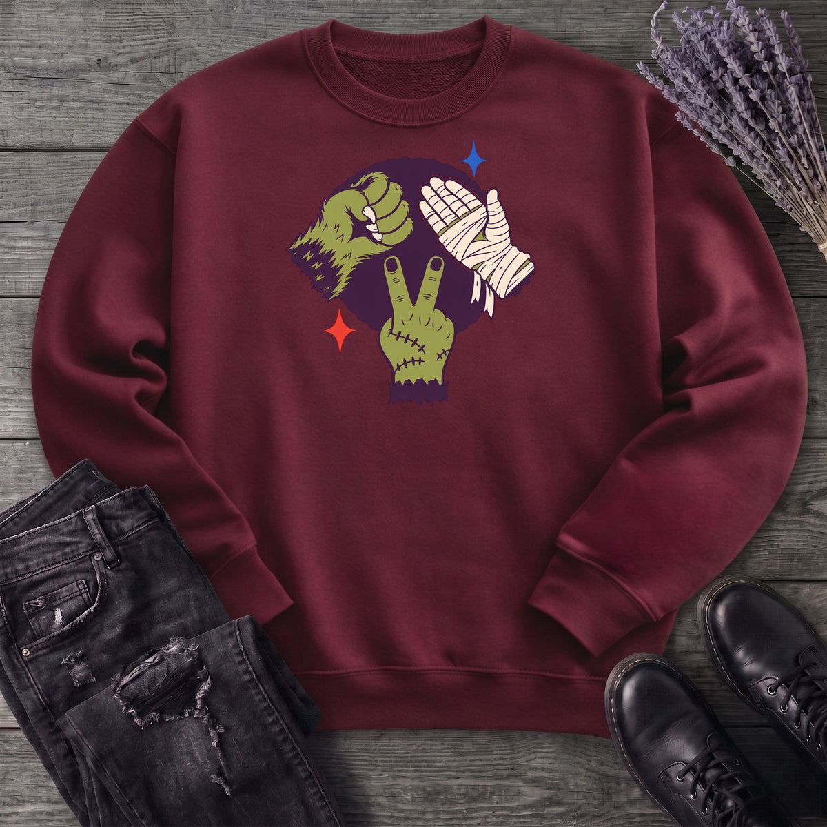Classic Monster Rock Paper Scissor Game Sweatshirt