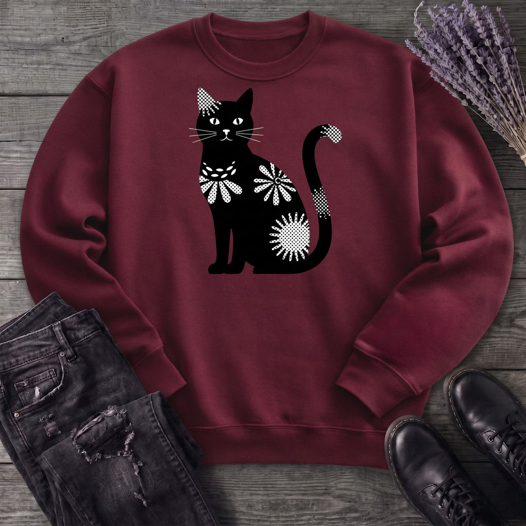 Retro Texture Black Cat Sweatshirt