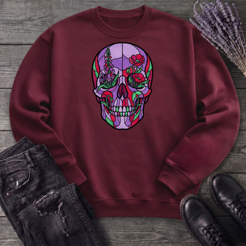botanical stained glass skull Sweatshirt