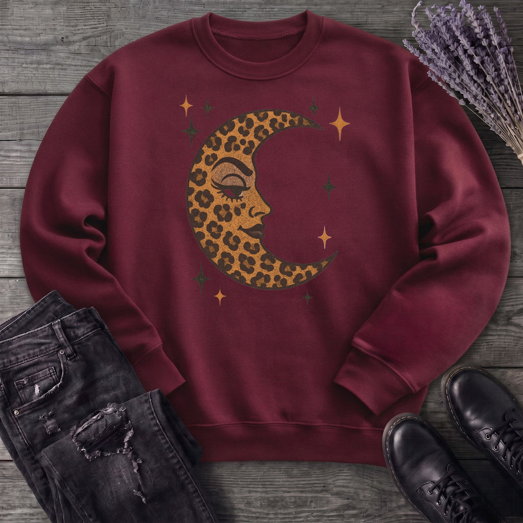 Leopard Print Crescent Moon Sweatshirt