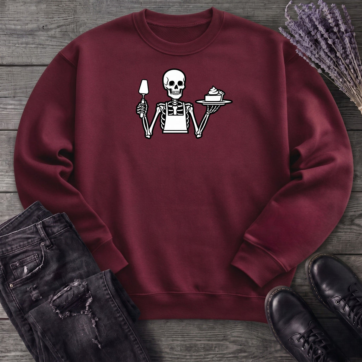 Skeleton Serving Pie Sweatshirt