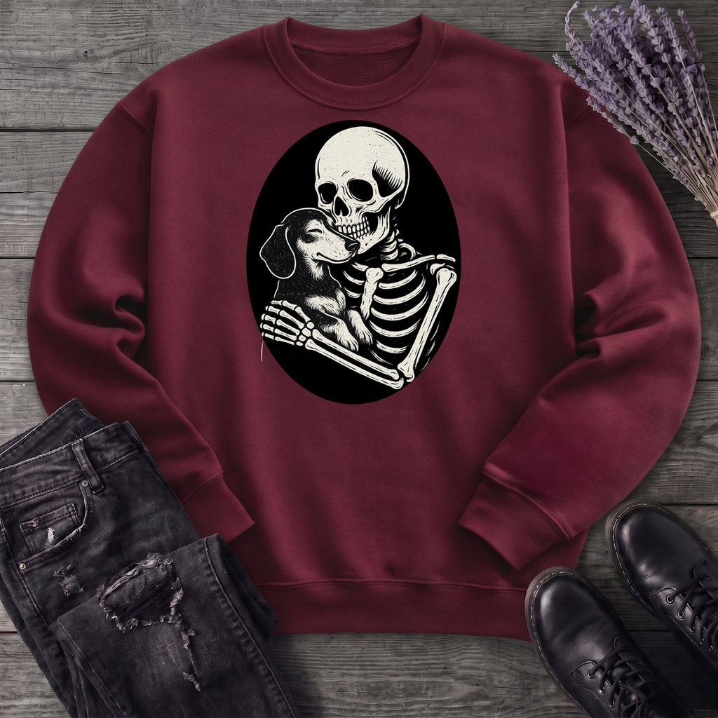 Skeleton Dachshund Hug Sweatshirt