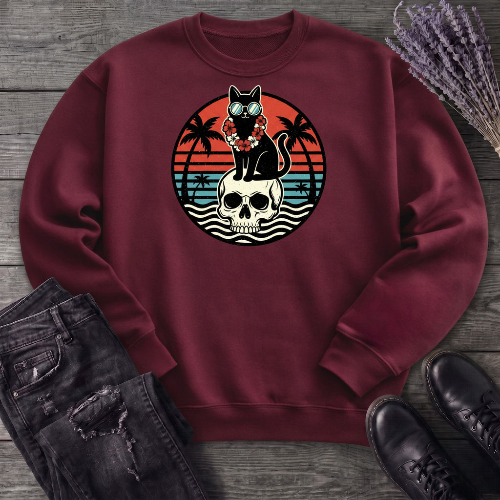 Tropical Cat and Skull Sweatshirt
