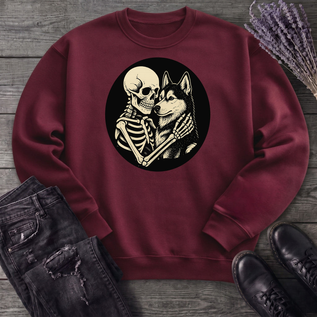 Skeleton Husky Hug Sweatshirt