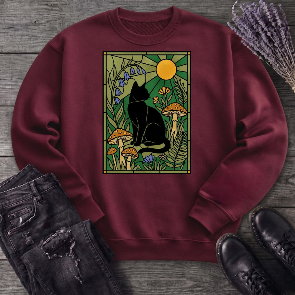 stained glass garden cat Sweatshirt