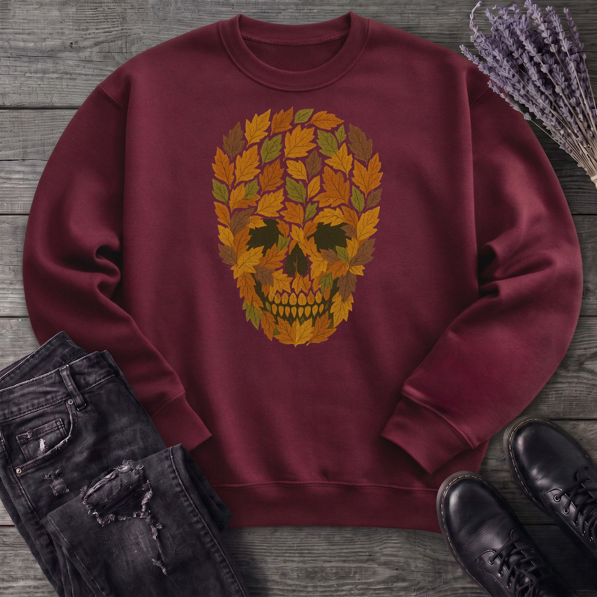 autumn leaves skull Sweatshirt