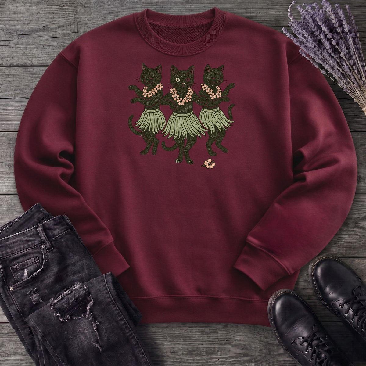 Hula Black Cat Trio Sweatshirt