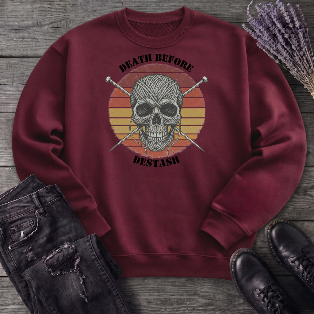 Death Before Destash Yarn Skull Sweatshirt