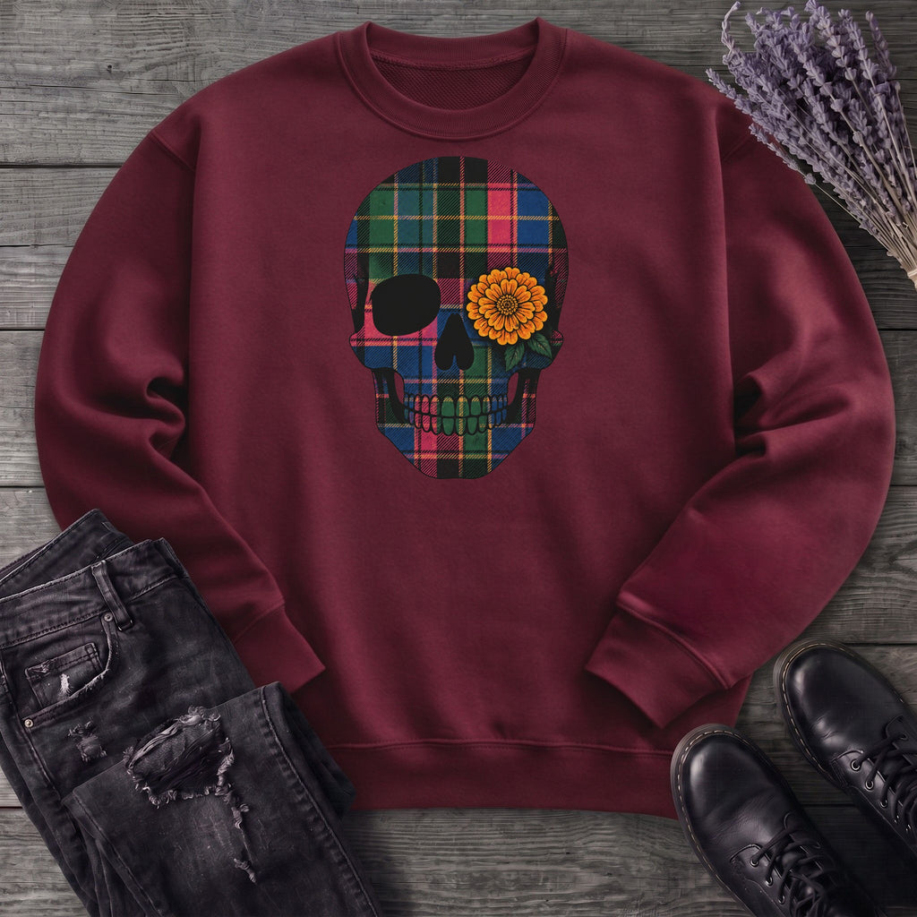 Bright Plaid Skull Sweatshirt