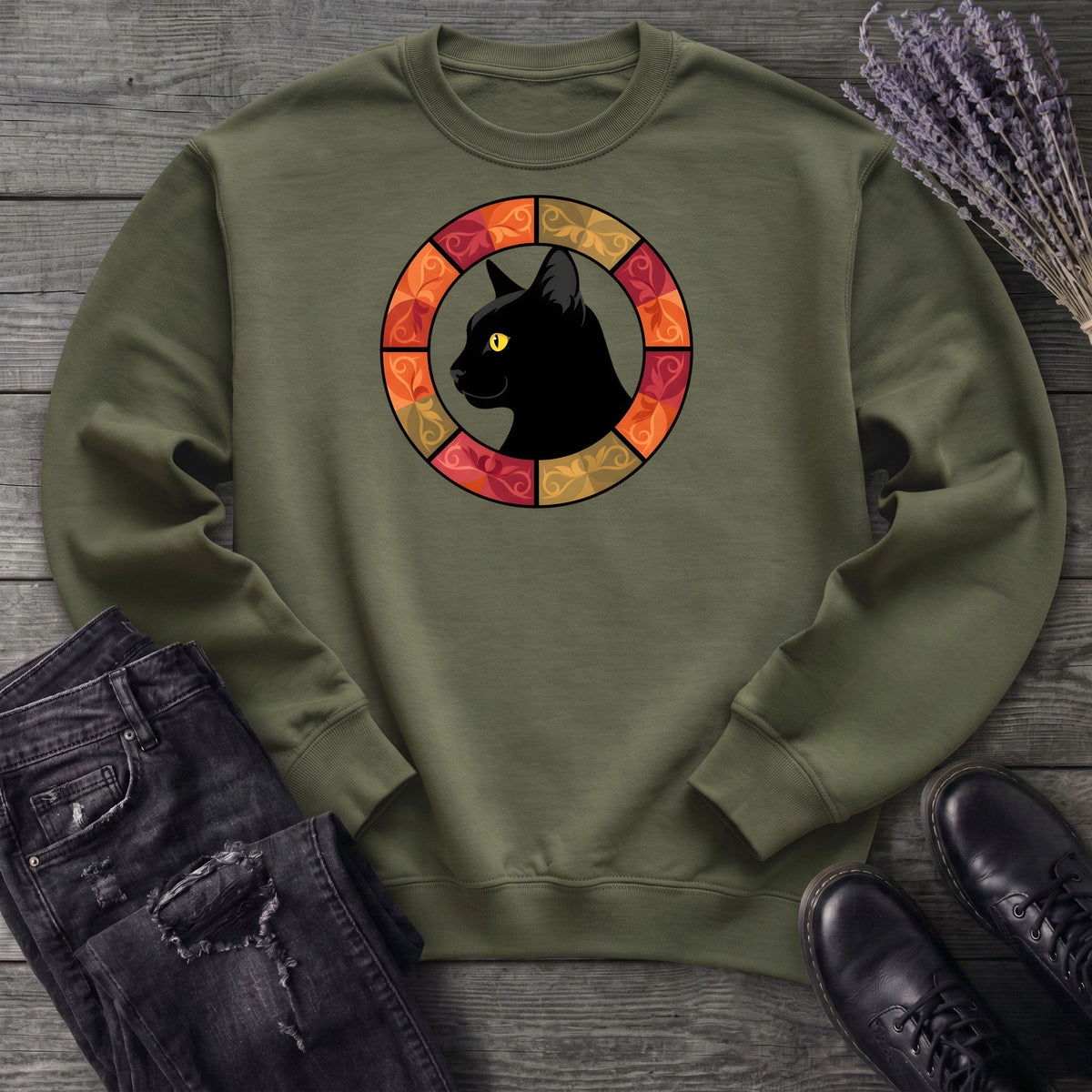 Black Cat Autumn Medallion Sweatshirt