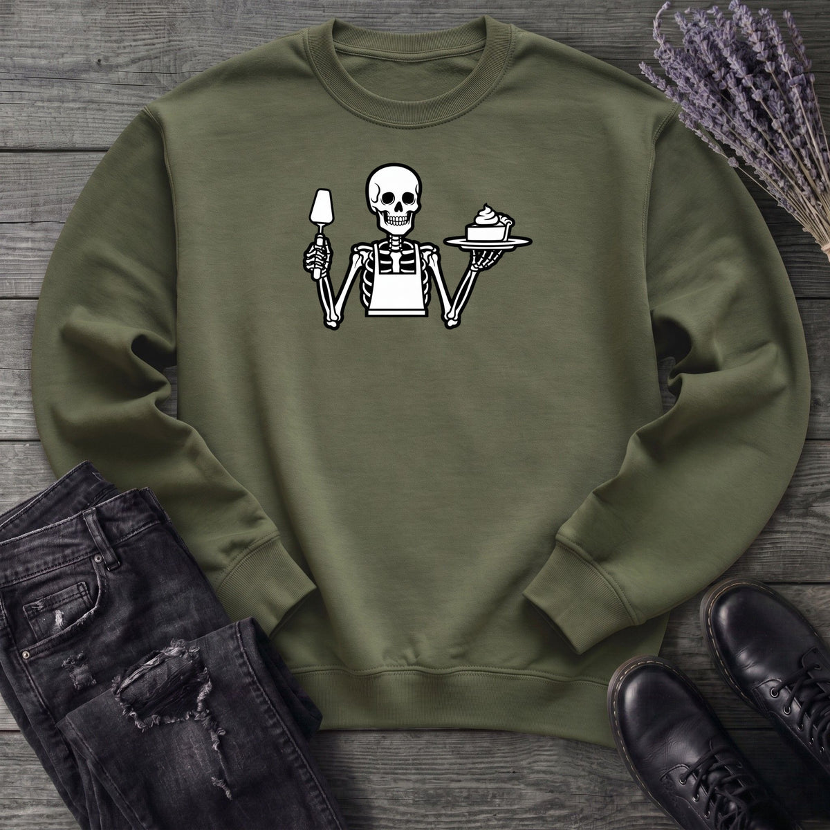 Skeleton Serving Pie Sweatshirt