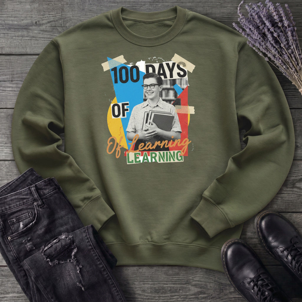 Old School 100 Days Of Learning Sweatshirt