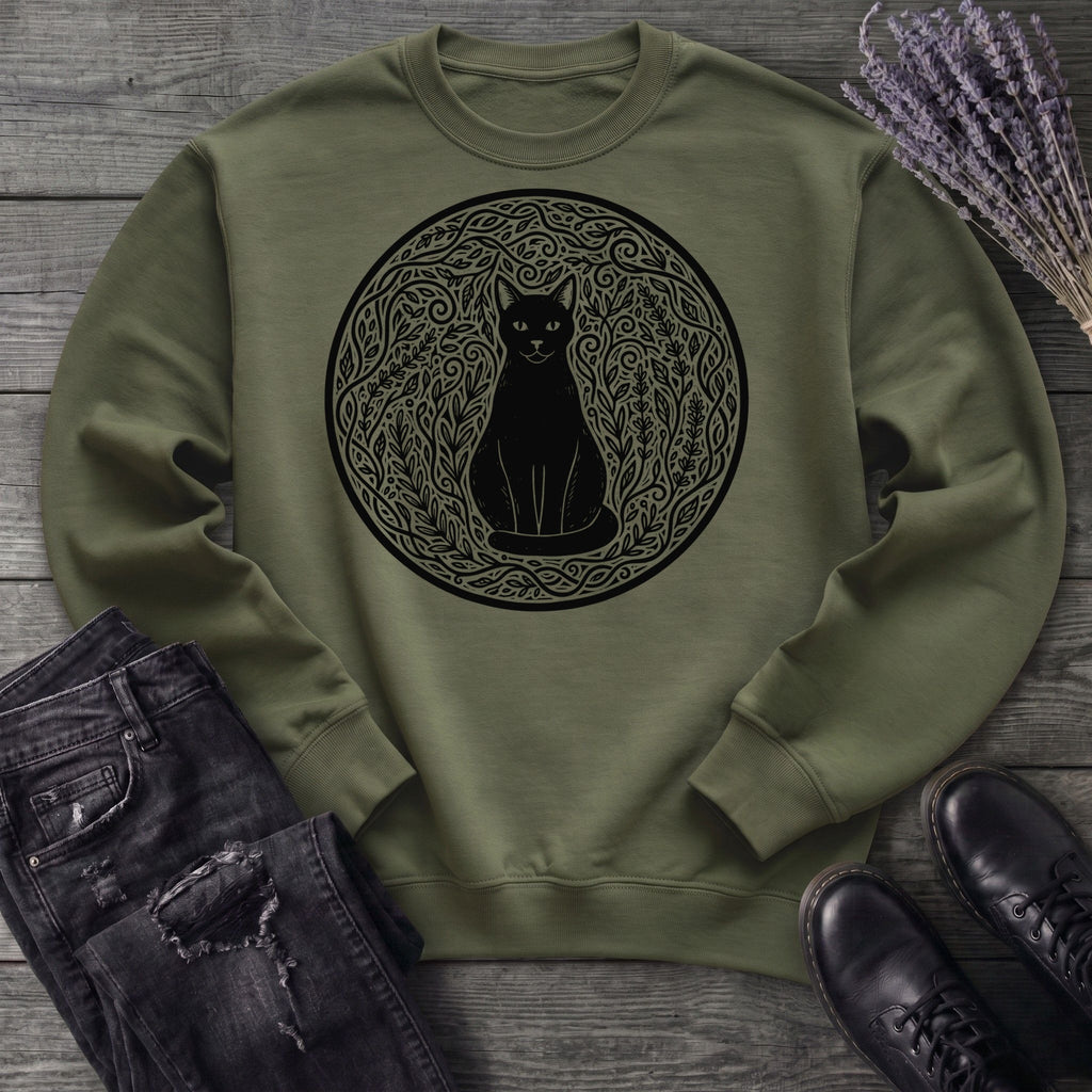 garden cat linocut Sweatshirt