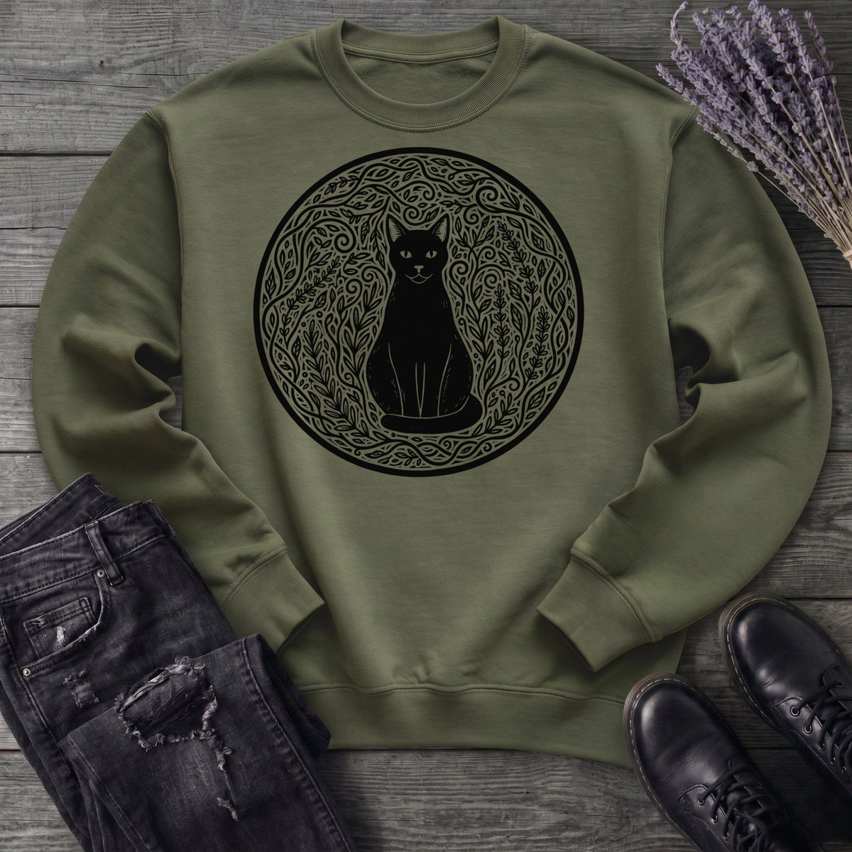 garden cat linocut Sweatshirt