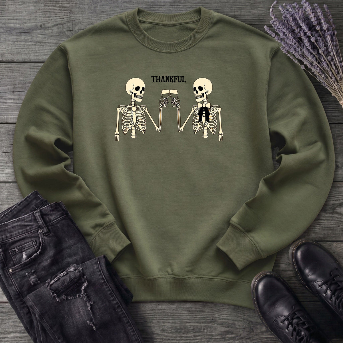 Thankful Toasting Skeletons Sweatshirt