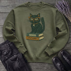 black cat glasses books Sweatshirt