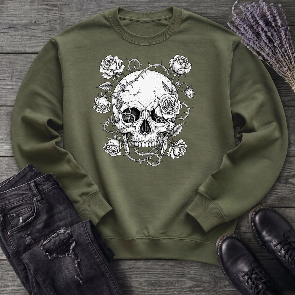 Macabre Floral Skull Sweatshirt