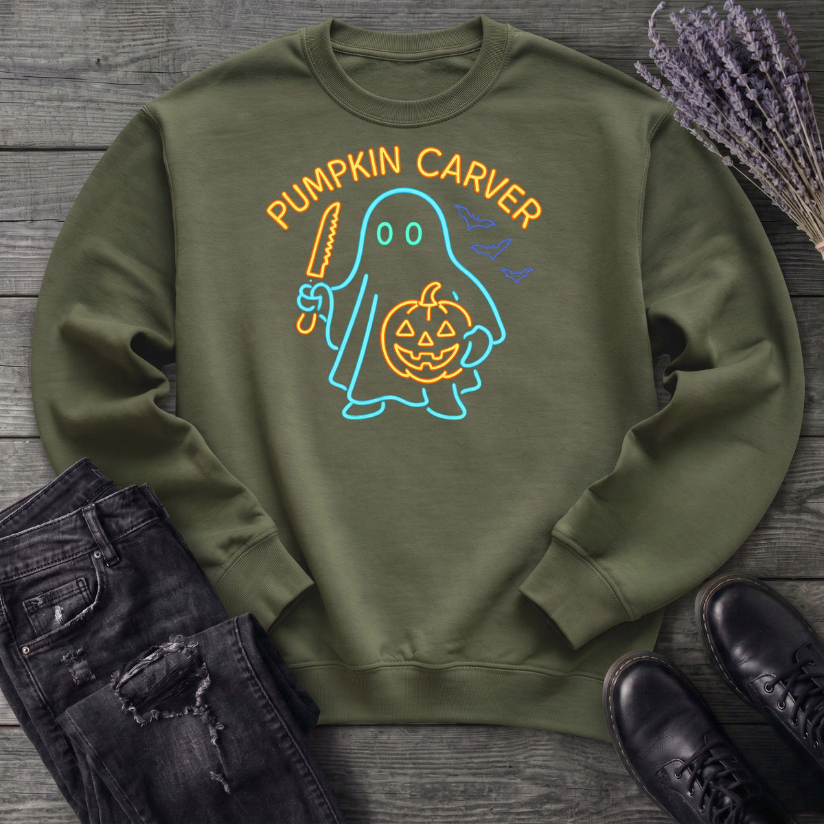 Neon Pumpkin Carver Sweatshirt