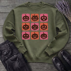 Pumpkin Faces Grid Sweatshirt